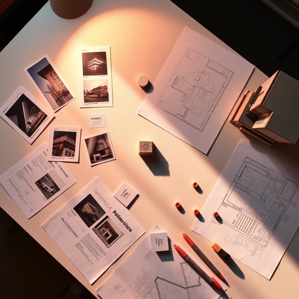 Table lumineuse d’agence : photographies, plans, maquettes et cartouches organisés comme une bibliothèque