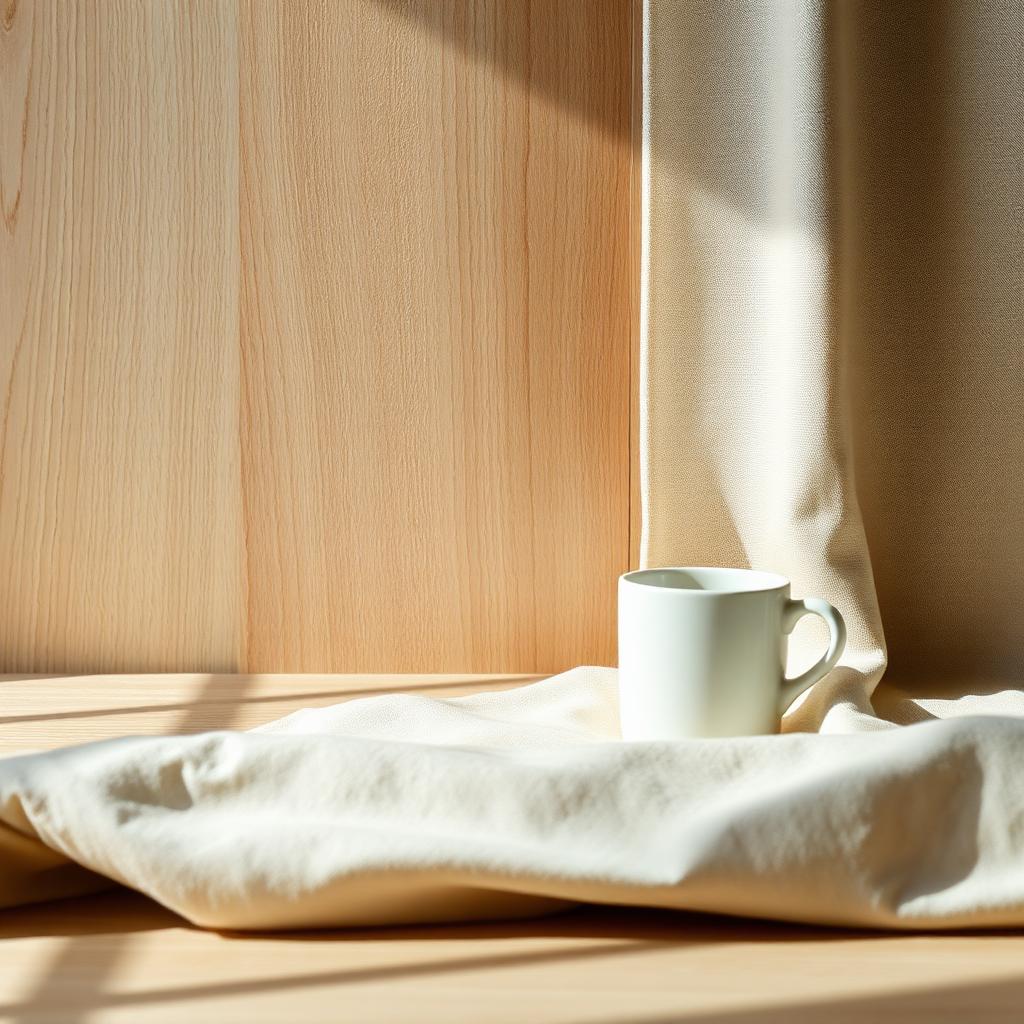 Composition évoquant les matières et la lumière d’un café, image conceptuelle