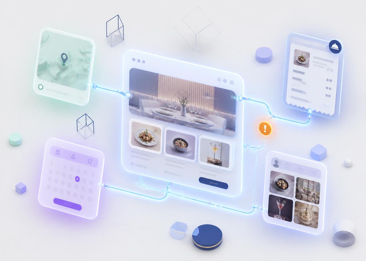Site, carte, réservation, réseaux sociaux synchronisés