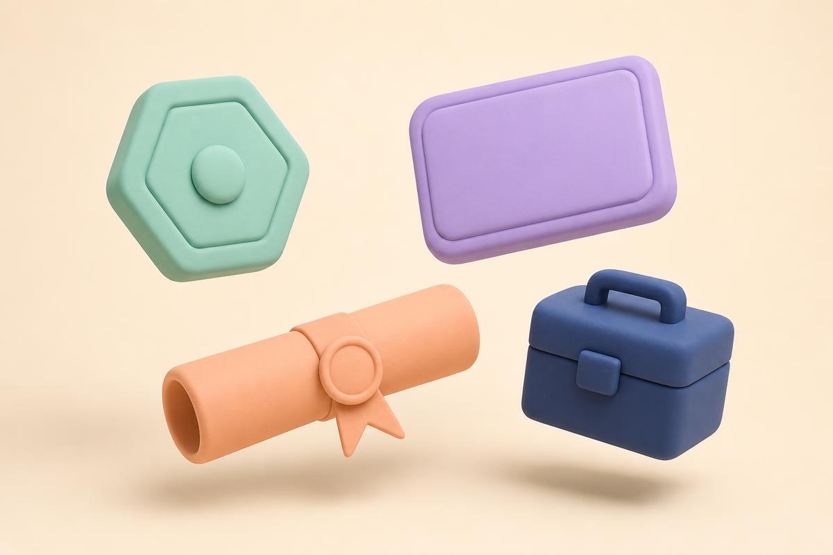 Lexique visuel 3D des quatre notions : spécificité reconnue, pratique, formation et équipement